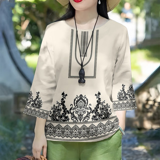 Barong Tagalog For Women 2026 Round Neck Casual Shirt Women Blouse Loose Tops Asean Attire Retro Ethnic Shirt