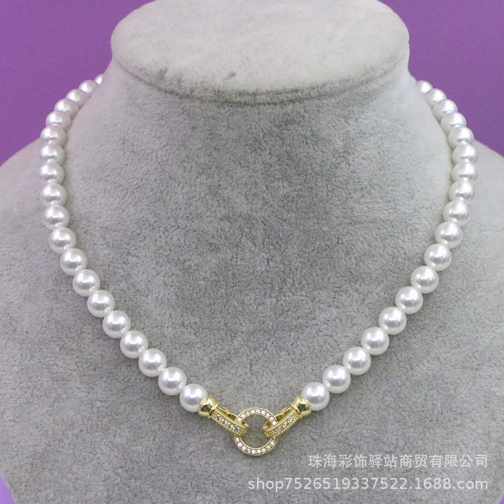 Fever เดียวกันสไตล์สร้อยคอมุกหญิง All-Match High-End Niche Clavicle Chain สร้อยคอลูกปัดเสื้อผ้า All-