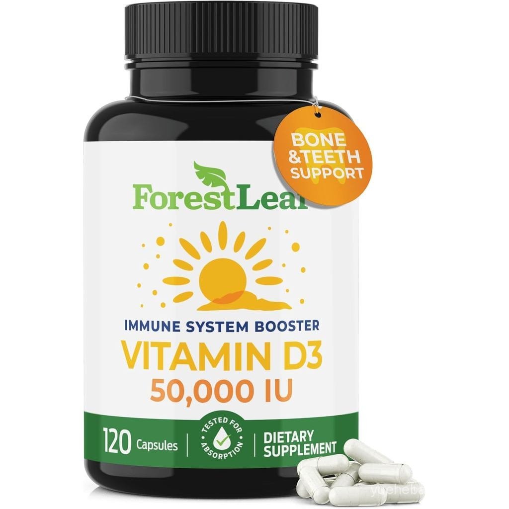 ForestLeaf D3 50000 IU | VIT D Ksher VIT D3 D สําหรับผู้หญิงและผู้ชาย | B Health Tooth Immune port |