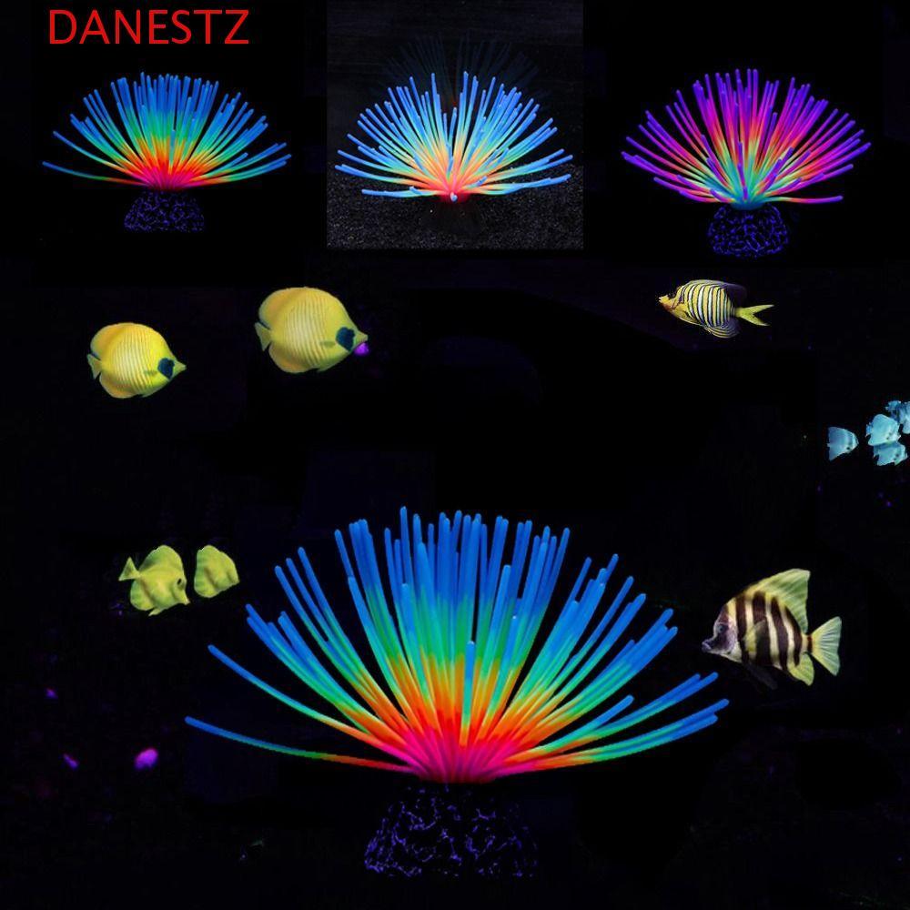 DANESTZ Luminous Sea Urchin, จําลอง Soft Sea Urchin หลอดไฟ, พืชน้ําเรืองแสงซิลิโคนปลอม Luminous Soft