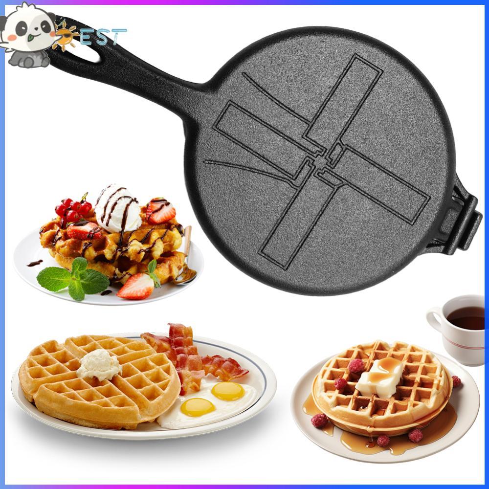 เครื่องทําวาฟเฟิลเหล็ก Pan Non-Stick Waffle Iron Round Waffle Cake Maker