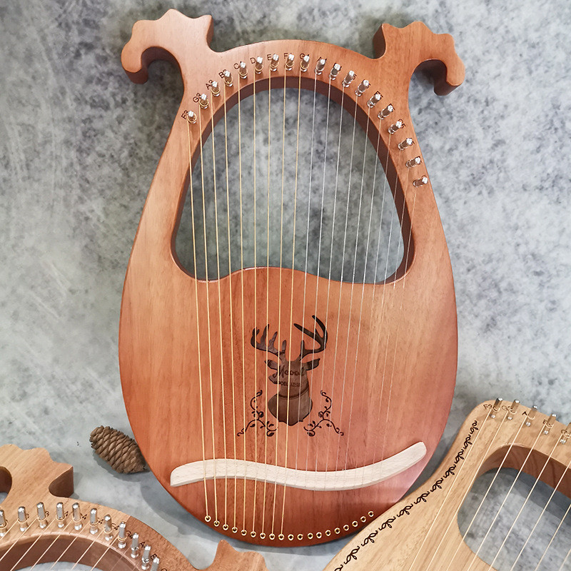 [เครื่องดนตรีขายดี] lyre 19 String Beginner lyre Small Harp lyre lyre เครื่องดนตรีขนาดเล็กแบบพกพา Ma