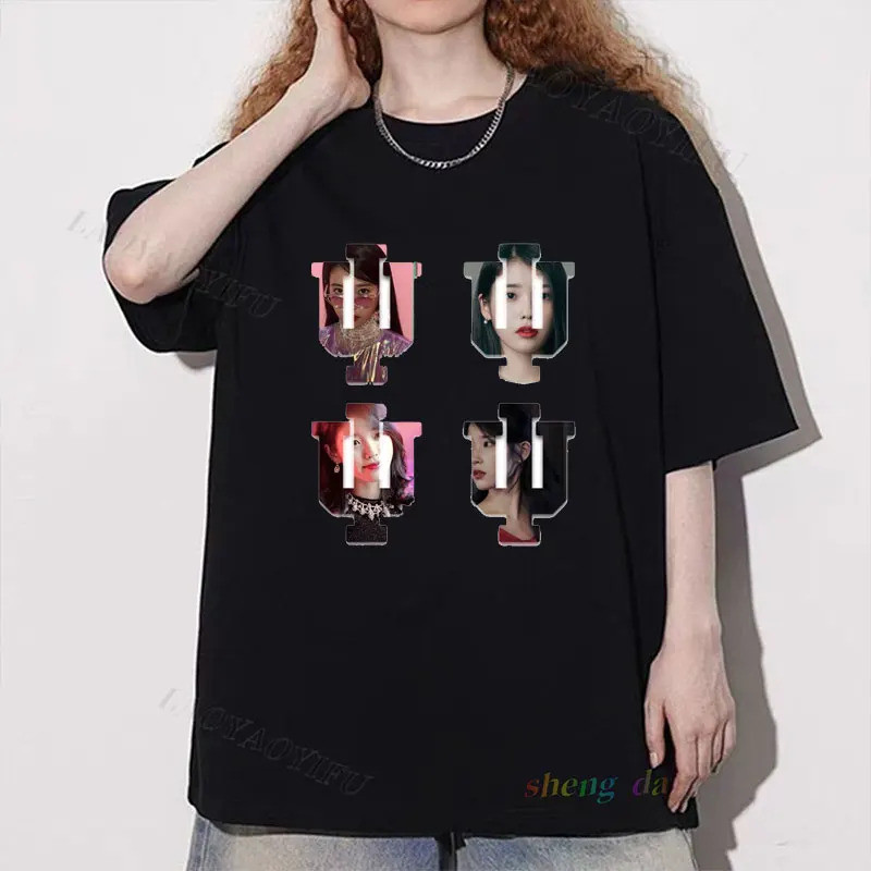เสื้อยืดใหม่ เสื้อยืดแฟชั่น K-pop เสื้อยืดวินเทจของลีจีอึน เสื้อยืดแฟนคลับ IU Uaena เสื้อผ้าเกาหลีรา