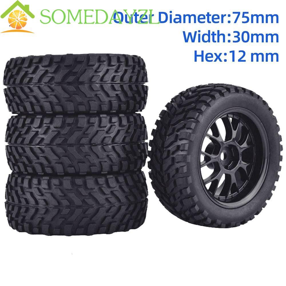 SOMEDAYZL RC Car Wheel, Rubber Rally 12mm Hex 75mm Rubber Wheel, Children 144001 124018 124019 MN90 