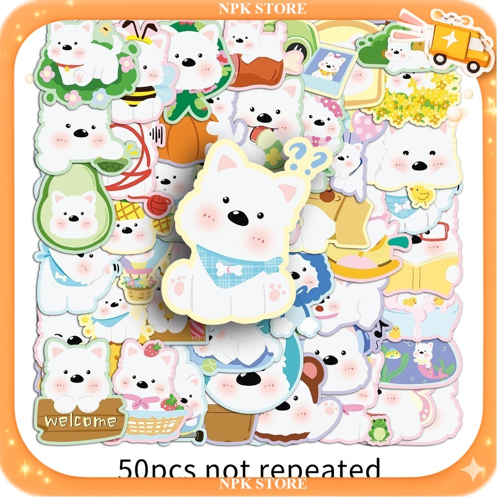 🔥🇹🇭พร้อมส่ง🇹🇭🔥 50ชิ้น สติกเกอร์ หมาเวสตี้ Westie Westy WestHighland White Terrier Dog Cartoon Sticker