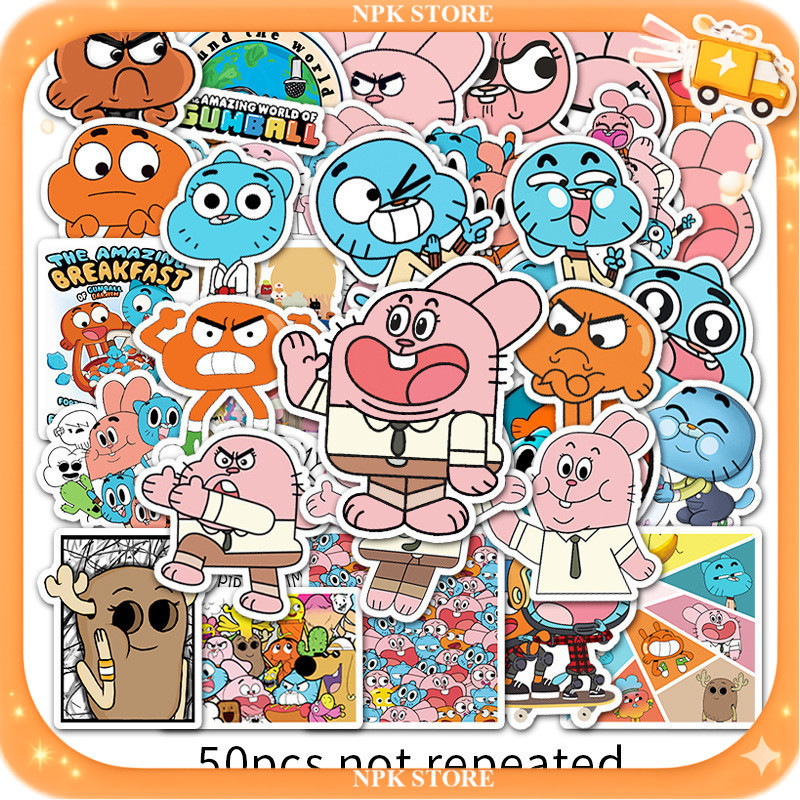 🔥🇹🇭พร้อมส่ง🇹🇭🔥 50แบบ การ์ตูน โลกสุดอัศจรรย์ของกัมบอล the amazing world of gumball Cartoon Sticker