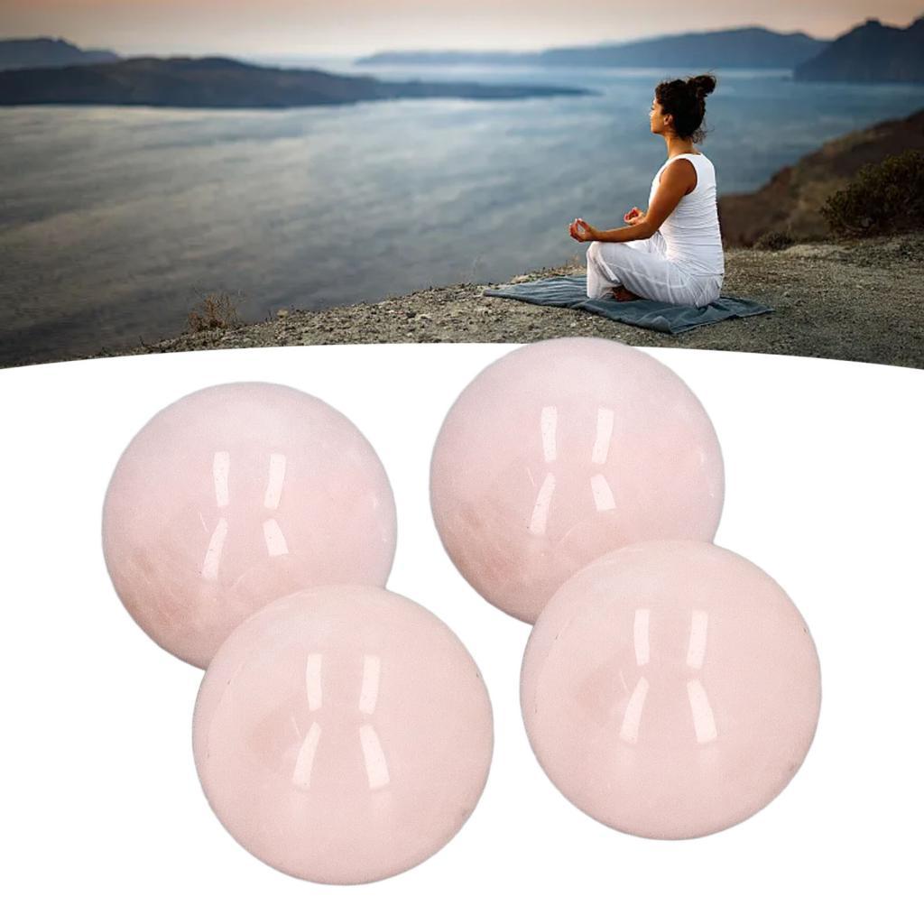 Justgogo Rose Quartz Sphere Crystal Balls พลังงานลบใสขนาดปาล์ม 4 ชิ้นสําหรับการทําสมาธิ