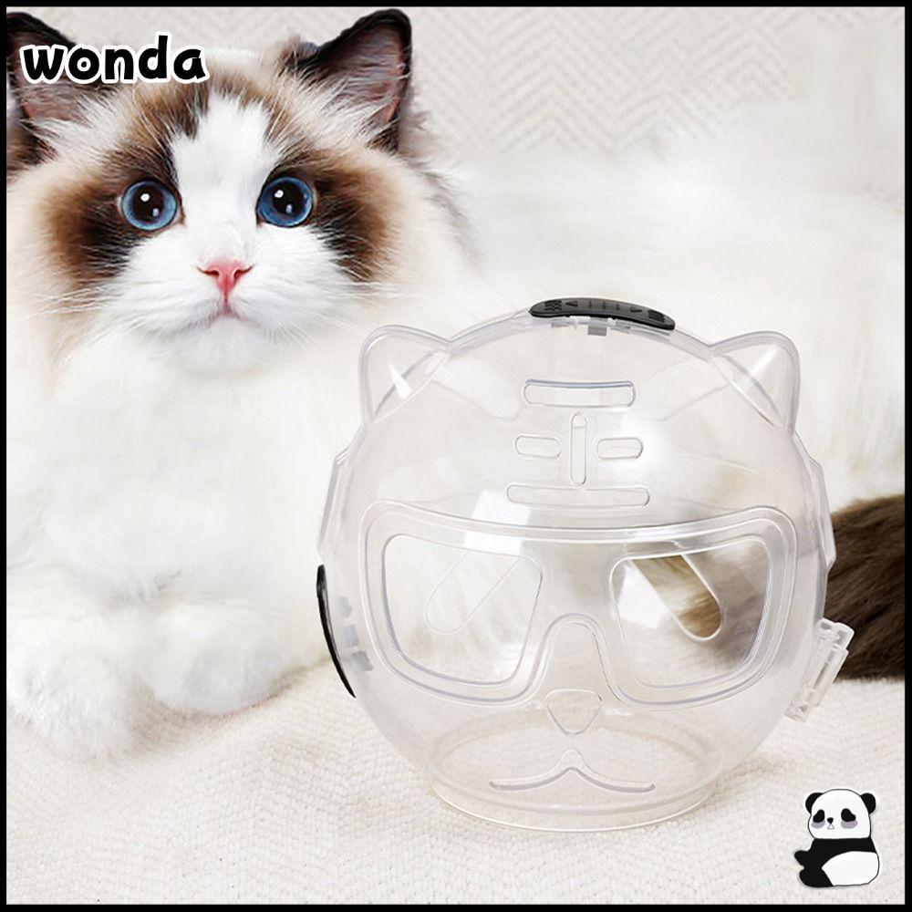 WONDA Cat Muzzle ป้องกัน Space Hood,โปร่งใส Anti-Licking Breathable Cat Muzzle,ทนทาน Cat Grooming อุ