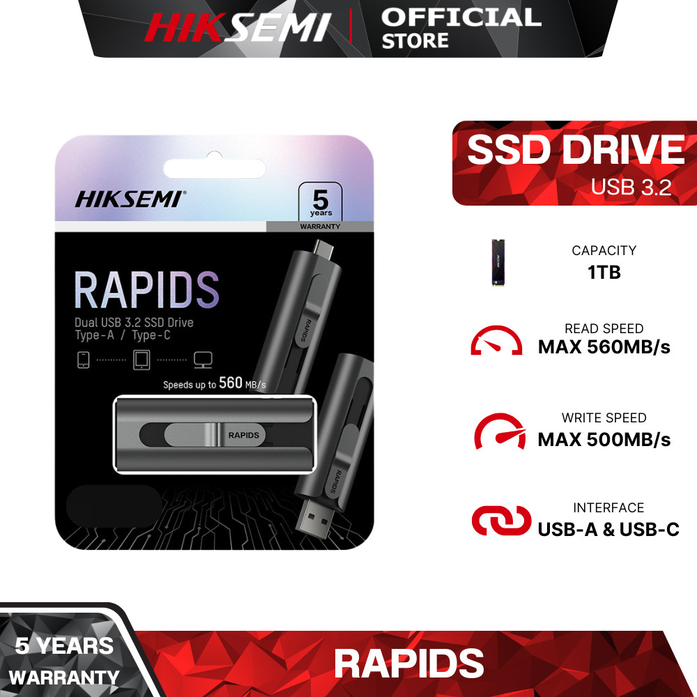 HIKSEMI DUAL USB 3.2 SSD DRIVE RAPIDS S560 1TB WARRANTY 5 YEARS