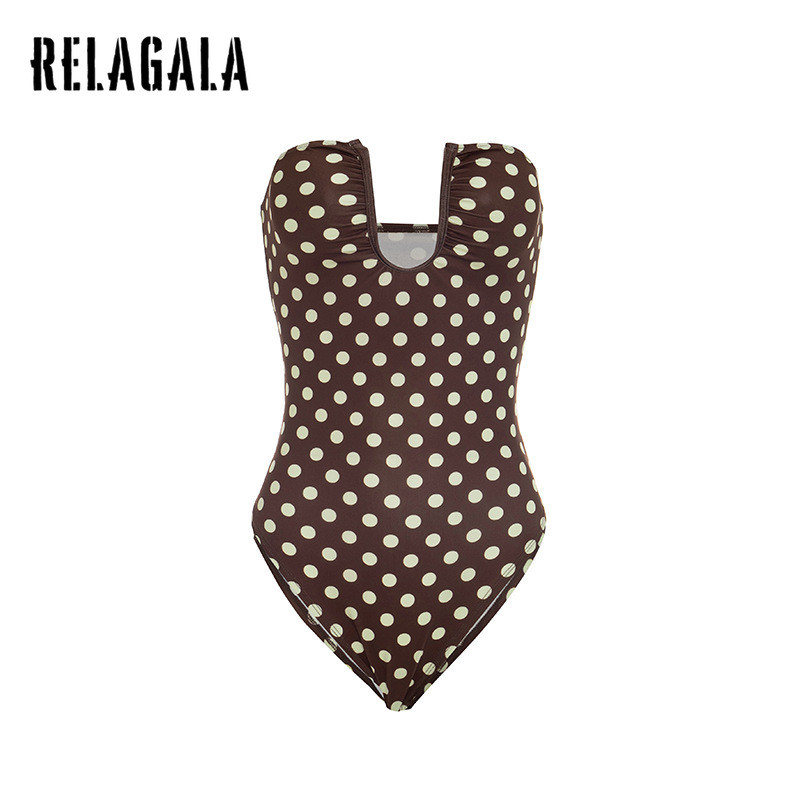 RELAGALA ชุดบอดี้สูทลายจุด แฟชั่นและเซ็กซี่สำหรับผู้หญิง