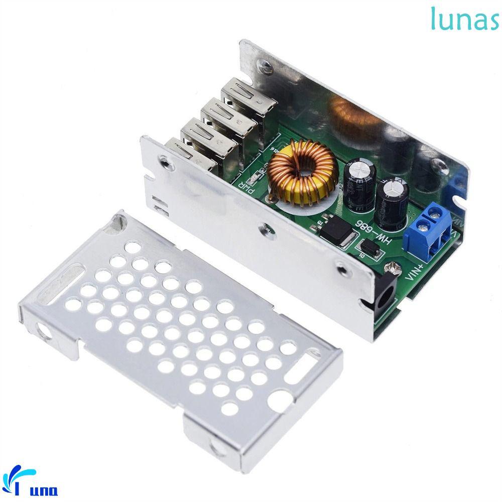 LUNASOL Step-down Board พร้อมเปลือกอลูมิเนียมเครื่องชาร์จมือถือ 4 พอร์ต USB 4USB เอาต์พุตโทรศัพท์สมา