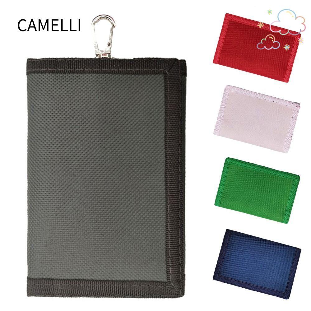 CAMELLI กระเป๋าใส่เหรียญท่องเที่ยว,กลางแจ้งพร้อมซิปกระเป๋าสตางค์บาง,แฟชั่นมัลติฟังก์ชั่ผู้หญิงผู้ชายคลาสสิกกระเป๋าสตางค์กีฬา Trifold