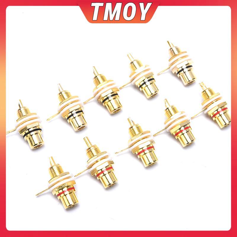 TMOY 10 ชิ้นแผง Mount Gold Plated RCA หญิงปลั๊ก Ja เสียง Soet เครื่องขยายเสียง TMOY