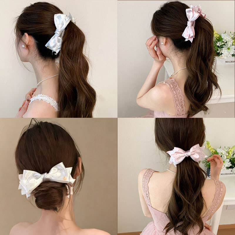 คลิปผมสำหรับทำหางม้าสไตล์เกาหลี พร้อมโบว์ตกแต่ง