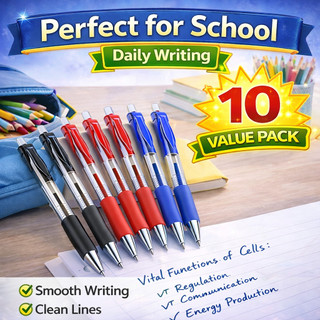 10pcs Retractable Gel Pen 0.5mm Smooth Ink Ballpen Black Blue Red Press Pen Office School