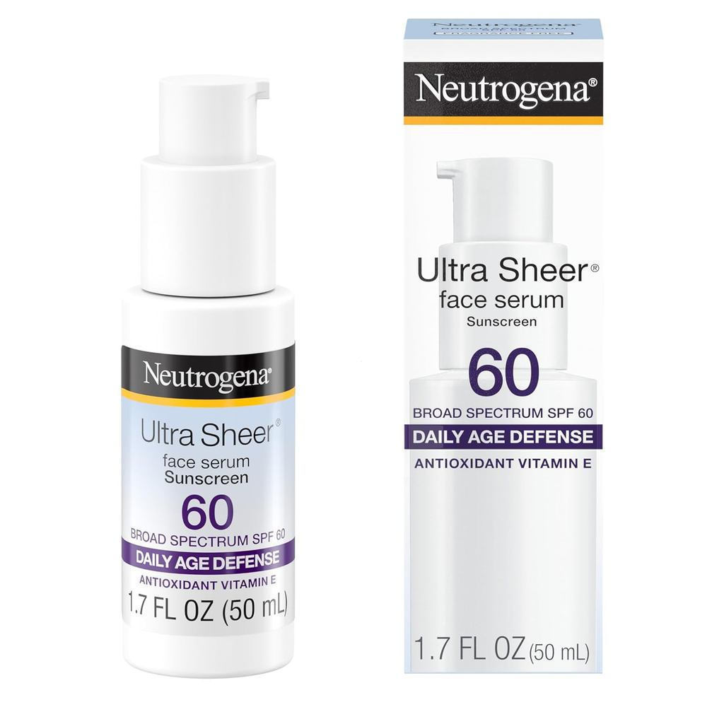 Neutrogena Ultra-Thin Translucent Facial Sunscreen บรรจุวิตามินอี กันแดด Index 60 ให้ครีมกันแดดบํารุ