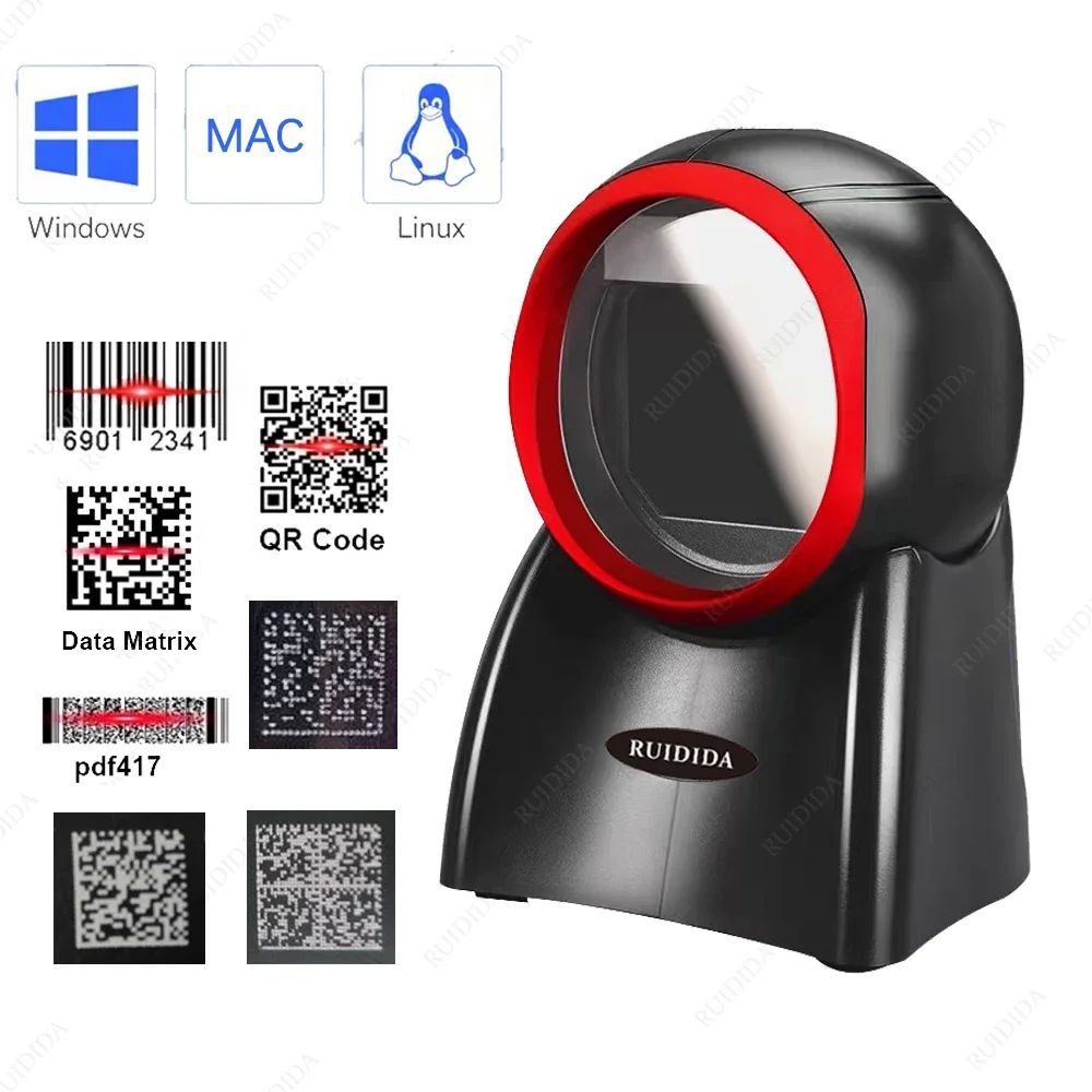 2D ตาราง Barcode Reader บาร์รหัสเครื่องสแกนเนอร์ QR Barcode Handfree เดสก์ท็อปแบบมีสาย USB Reader 2d