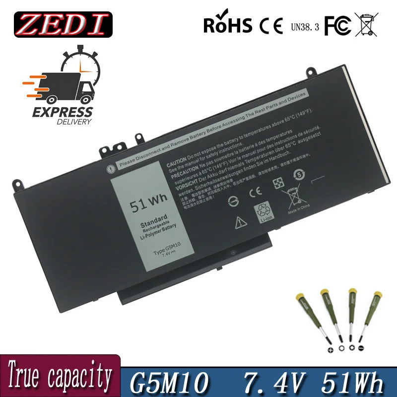 Zadi ใหม่เดิม G5M10 7.4โวลต์51WH แบตเตอรี่แล็ปท็อปสำหรับ DELL Latitude E5250 E5450 E5550 Sereis R9XM