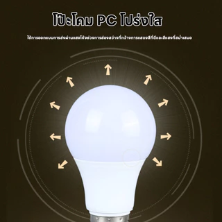 🔥แพ็ค 10 ชิ้น ยิ่งคุ้ม หลอดไฟ LED แสงไฟสีขาว/แสงอบอุ่น ทรงกลมขั้ว E27 AC 220V~50Hz 24W 18W 15W 12W 9W 7W 5W 3W
