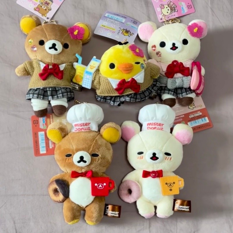น่ารัก Rilakkuma Chef Series Plushie ของเล่น Korilakkuma Kiiroitori พวงกุญแจตุ๊กตา San-x ผ่อนคลายหมีนุ่มของเล่นกระเป๋าจี้เด็กของขวัญ