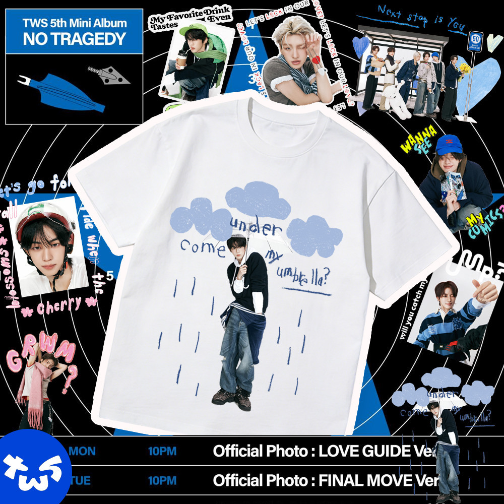 เสื้อแฟนคลับ มินิอัลบั้มชุดที่ 5 ของ TWS NO TRAGEDY TWS เสื้อยืดลายพิมพ์-SHINYU.DOHOON.YOUNGJAE.HANJ