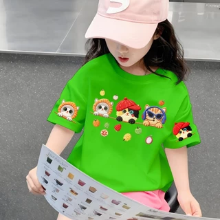 🐻Yout-children เสื้อเด็กแฟชั่น คอกลม Oversize ผ้าคอตตอน 'fruit cat' สบายนุ่ม ระบายอากาศดี