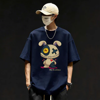 Basi💥เสื้อแฟชั่น เสื้อยืด oversize ผ้าฝ้าย100% แนวสตรีท ไม่ต้องรีดผ้า สวมใส่สบาย ผ้านิ่ม ลาย "HOLIDAY"