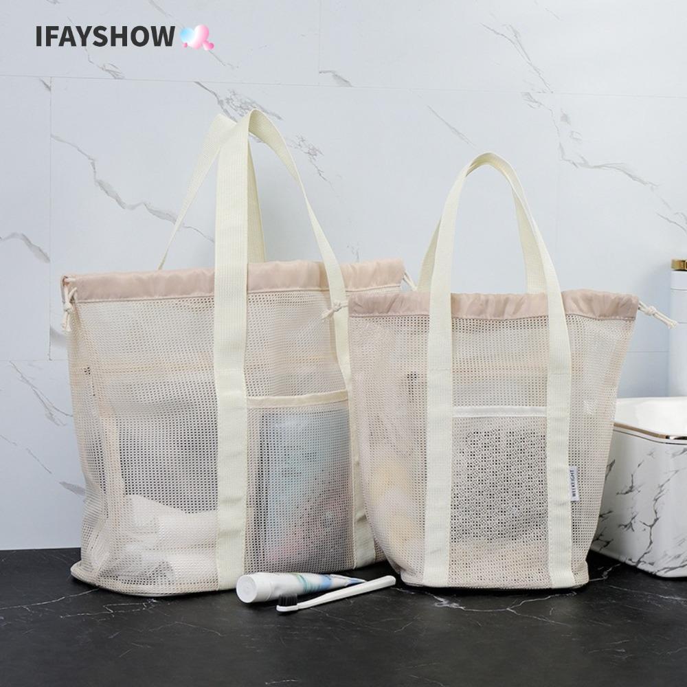 IFAYSHOW กระเป๋าถือตาข่ายความจุมาก พกพาสะดวก ใช้งานหลากหลาย