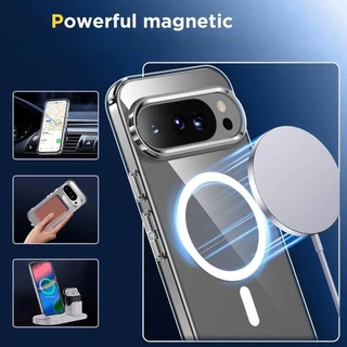 สําหรับ Google Pixel 10 11 9 Pro XL 10a 9a 8a 7a 6a 8 7 6 Pro โปร่งใสแม่เหล็กที่แข็งแกร่งเคสโทรศัพท์ Soft TPU สี่มุมถุงลมนิรภัยกันกระแทก Anti-Yellow ฝาครอบรองรับชาร์จไร้สาย