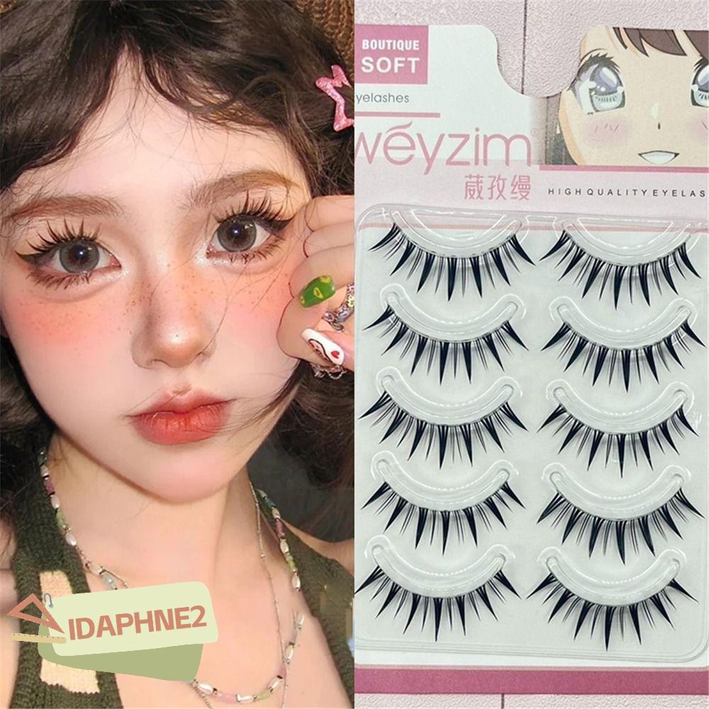 IDAPHNE2 5 คู่ขนตาปลอม, Dramatic Faux Mink มังงะอะนิเมะ Lashes, 5 คู่แพ็คญี่ปุ่นคอสเพลย์หนาเปียก Spky Lashes สําหรับผู้หญิงสาว