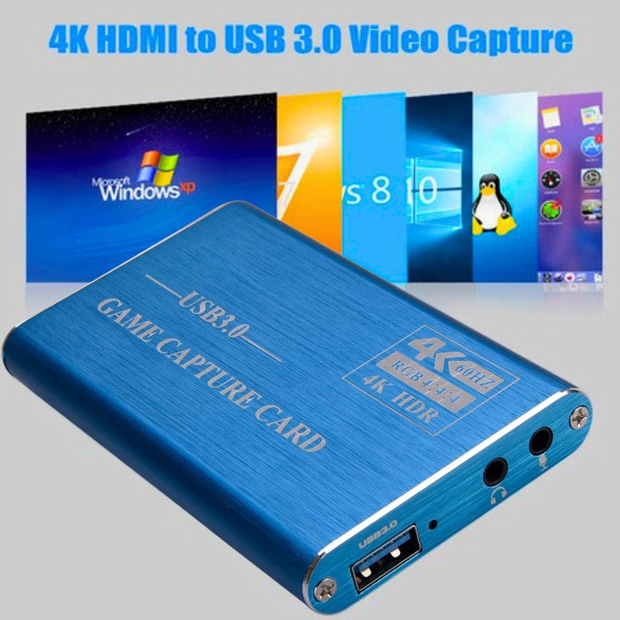 Game Capture Card เกมการ์ด สำหรับไลฟ์สตีม HDMIเป็นUSB3.0 4K60FPS การ์ดจับภาพวิดีโอ Windows Linux OSX