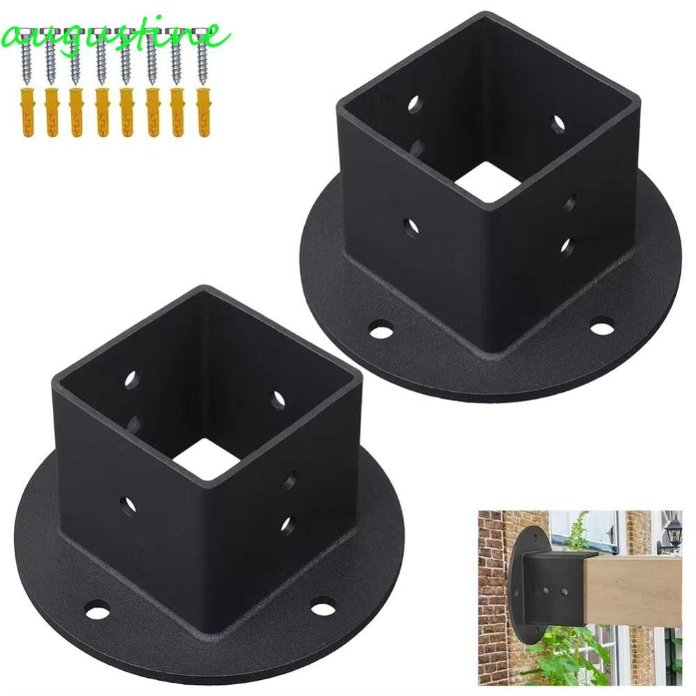 AUGUSTINE ฐานหน้าแปลนเสารั้ว 2 ชิ้น, Heavy Duty 2X2 Square Pergola Post Bracket, โครงสร้างโลหะที่ทนท