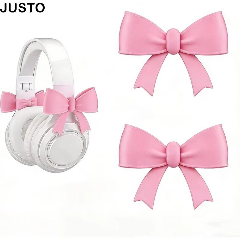 JUSTO Bow อุปกรณ์เสริมหูฟัง, โบว์ซิลิโคนหูฟังตกแต่ง, คลิปน่ารักคุณภาพสูงบนสิ่งที่แนบมาชุดหูฟังแบบใช้ซ้ําได้สําหรับของขวัญเพื่อน