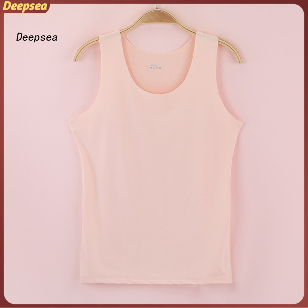 DPA ฤดูร้อนผู้หญิงs ผ้าไหมน้ําแข็งเสื้อกล้าม O-คอ Slim Fit เสื้อกั๊กน้ําหนักเบา Breathable สีทึบเสื้