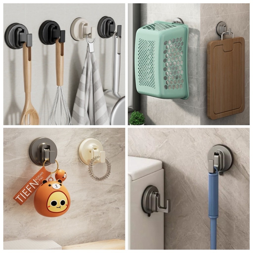 📍 ตะขอ แขวน สูญญากาศ แบบกด ไม่เจาะผนัง ติดผนัง แขวนของ จัดระเบียบ เก็บของ ครัว ห้องน้ำ ยึดเหนี่ยวแรงสูง 📍 - รูปที่ 6