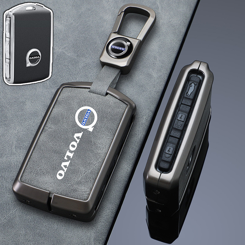 Volvo XC60 S90 S60 XC90 XC40 V60 V40 ฝาครอบอลูมิเนียมหนังซ่อน Kunci Kereta Volvo พรีเมี่ยมรถอุปกรณ์เ
