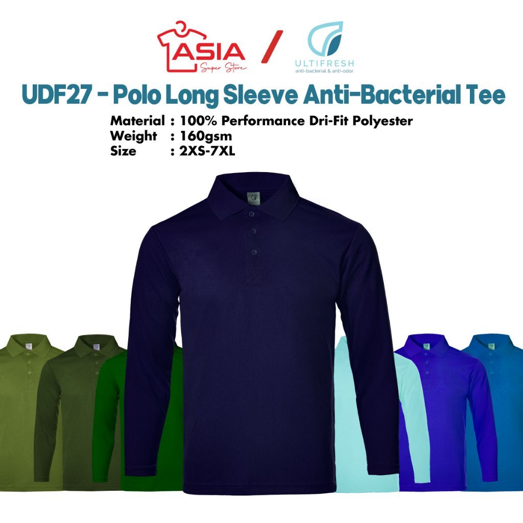 ASIASUPERSTORE x ULTIFRESH เสื้อโปโลผู้ชายเสื้อยืดแขนยาว Slim Fit แขนยาวคอปกผู้ชาย Unisex UDF27