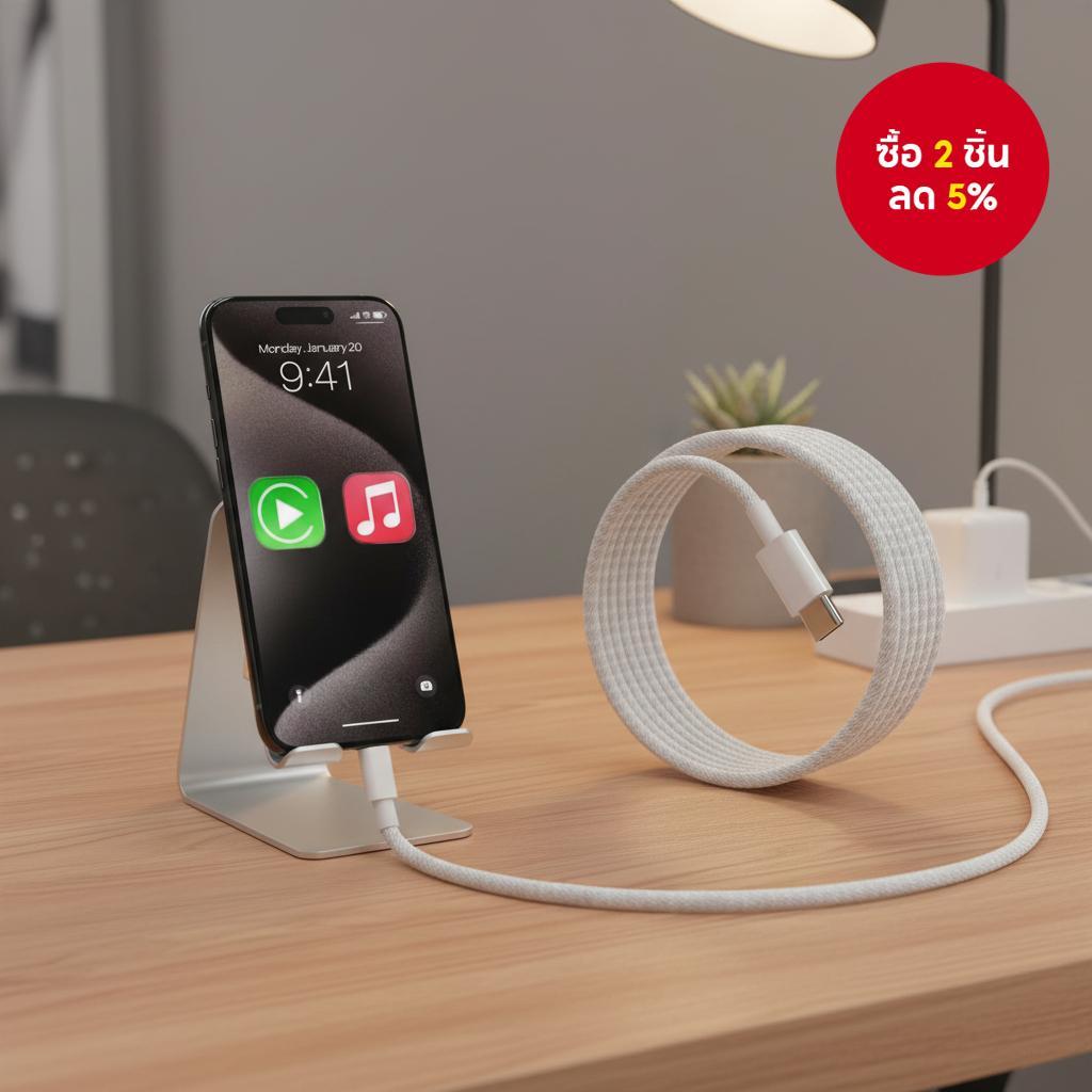 สายชาร์จเร็วพิเศษ USB-C ถักเปีย PD 60W สําหรับ Phone 15 16 17 Pro Max Xiaomi Mi