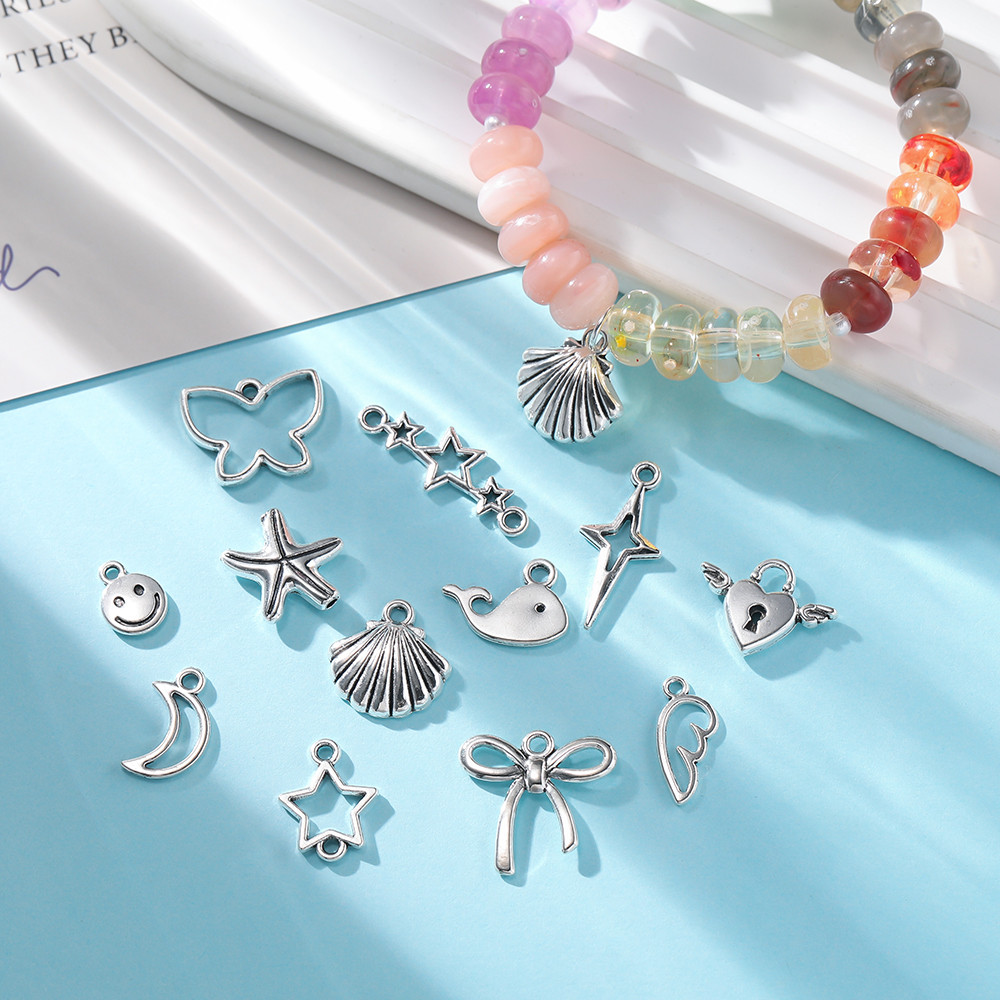 ST.KUNKKA โลหะผสมสังกะสีจี้Y2Kสไตล์เกาหลีสีเงินรูปดาวโบว์ หัวใจปีกนกน่ารักๆจี้ห้อยพวงกุญแจอะไหล่เครื่องประดับ DIY - รูปที่ 4