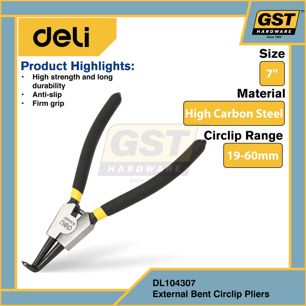 Deli 7" (170mm) คีมแหวนล็อคสลักภายนอก DL104307