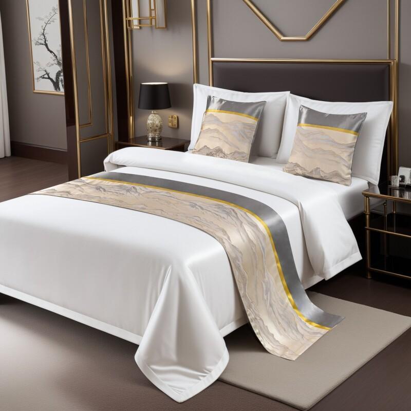 Luxury Bed Runner & Scarf Collection - Jacquard Breathable & Washable, for Wedding, Guest Room & Bou