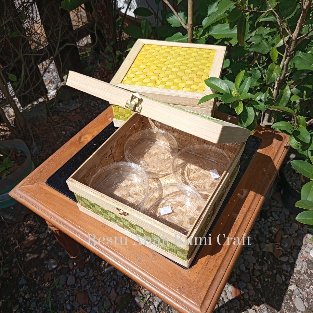 HIJAU (R25) กล่องพัสดุ กล่อง hampers กล่อง 20cm 25cm 30cm สีเขียวและสีเหลือง | ตะกร้าไม้ไผ่ | จัดส่ง