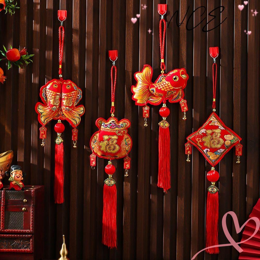 จี้ NCE Fu Zi, Dragon ปีแขวนตกแต่งตรุษจีน, 2024 จันทรคติปีประตู Flocking เทศกาลฤดูใบไม้ผลิแบบดั้งเดิ