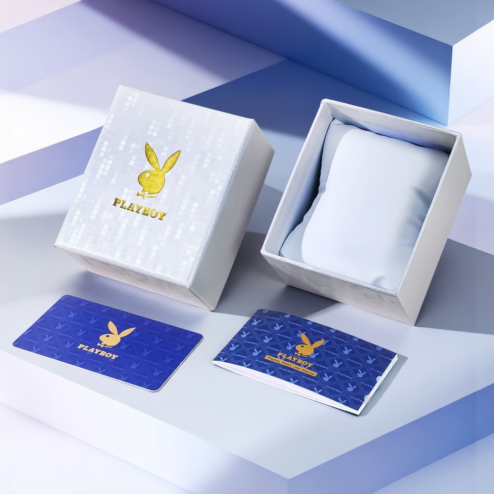กล่องนาฬิกาแบรนด์ PLAYBOY กล่องนาฬิกาสีเบจ กล่องของขวัญ