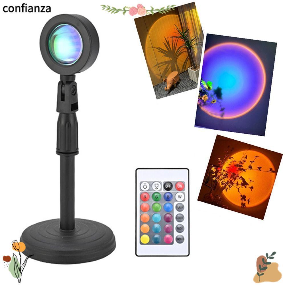 CONFIANZA LED Sunset Lamp, USB Sunset Projector Lamp, Creative Wall Projection หรี่แสงได้ไฟกลางคืนตก