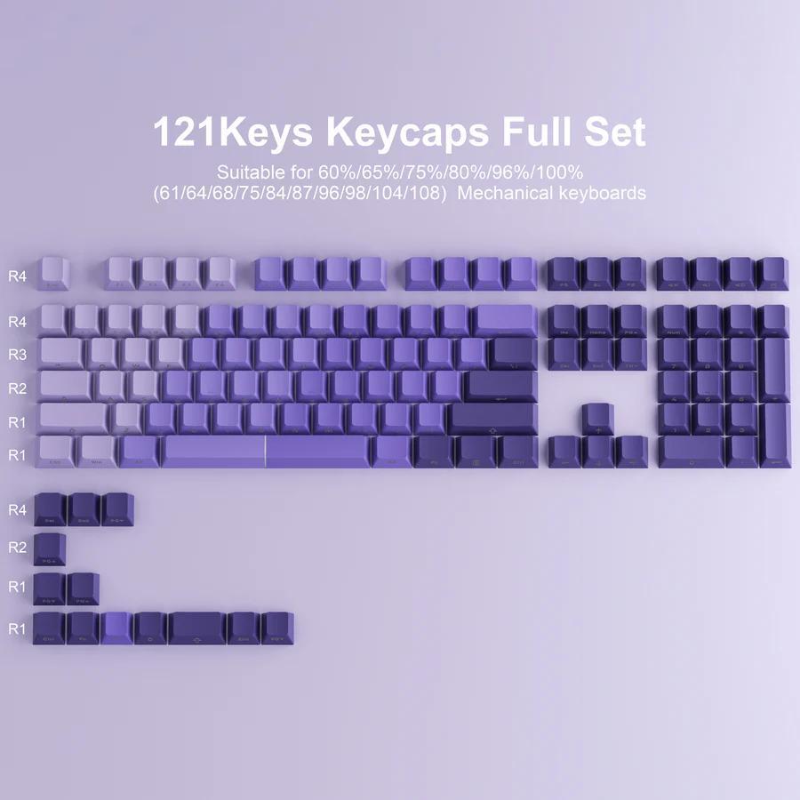XVX Violet Side Gradient Keycaps OEM Profile Double Shot Shine ผ่าน PBT Keycap 121-Keys