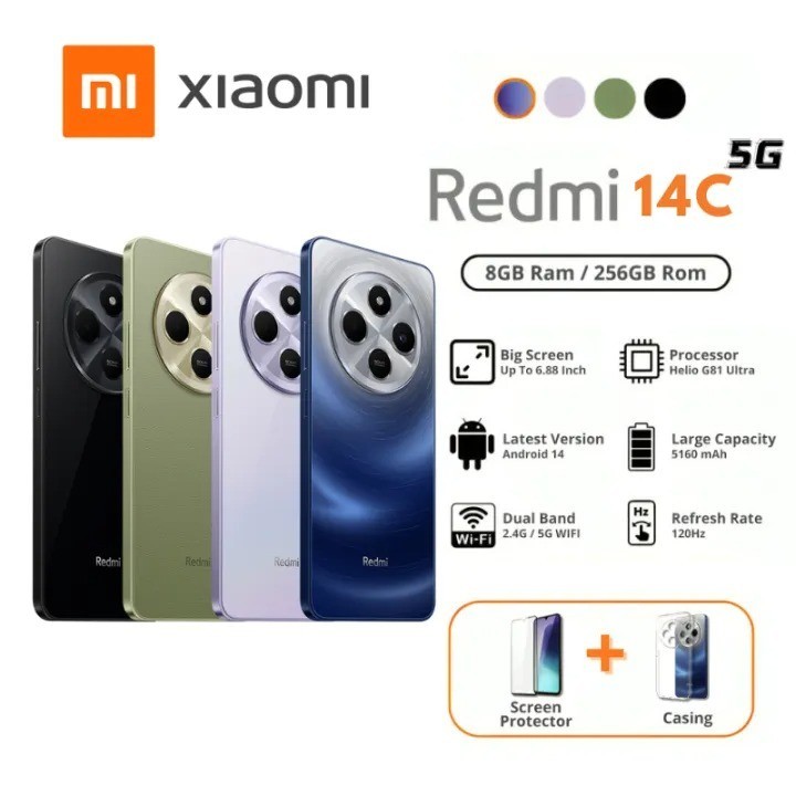 Xiaomi Redmi 14C 4G/5G Helio G81 Ultra 50MP 8GB +256GB 5160mah สมาร์ทโฟน
