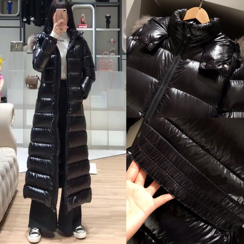 X2FI Mon 2025Autumn Down Jacket for Women, Long Over-the-Knee Slim Fit, White Duck Down, Thickened C