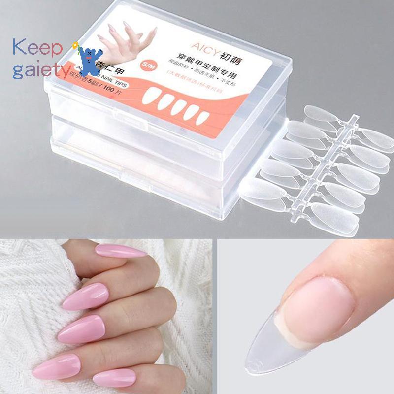 [Keepgaiety-t] 100 ชิ้น/กล่อง Matte เล็บปลอมขัดกดบนเล็บปลอมการออกแบบสั้นขนาดกลาง High Matt Soft Gel เล็บเคล็ดลับสําหรับส่วนขยาย [ใหม่] - รูปที่ 2