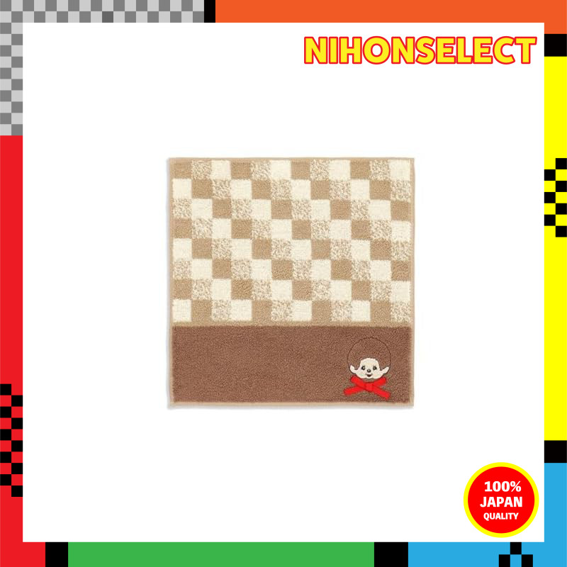 Monchhichi Classic Cotton Handkerchief - Brown and Red - Cute Design, 25x25 cm